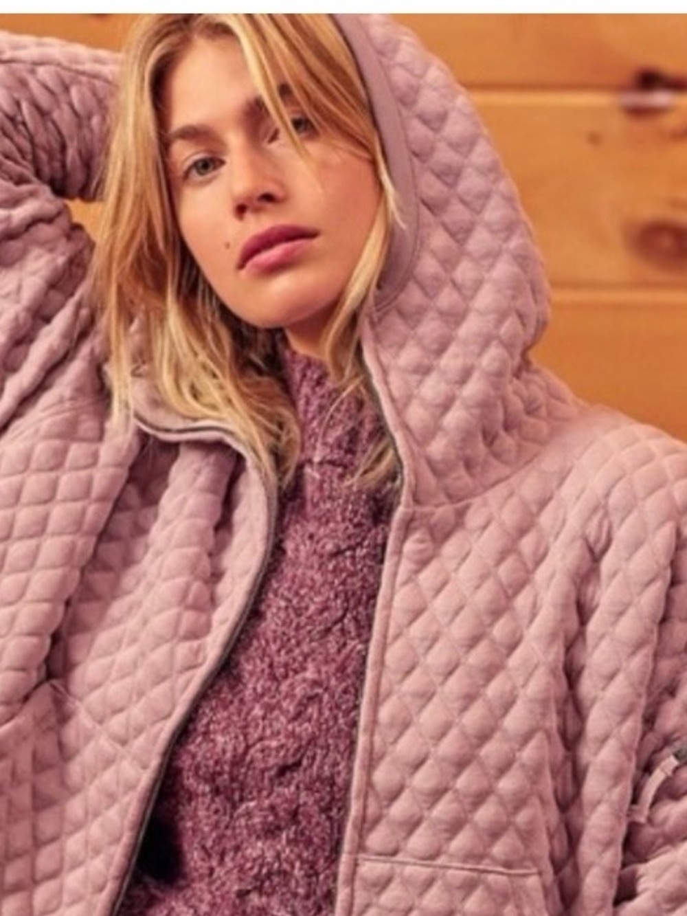 FP Movement by Free People Quilted Hooded Jacket in Dusty Lavender